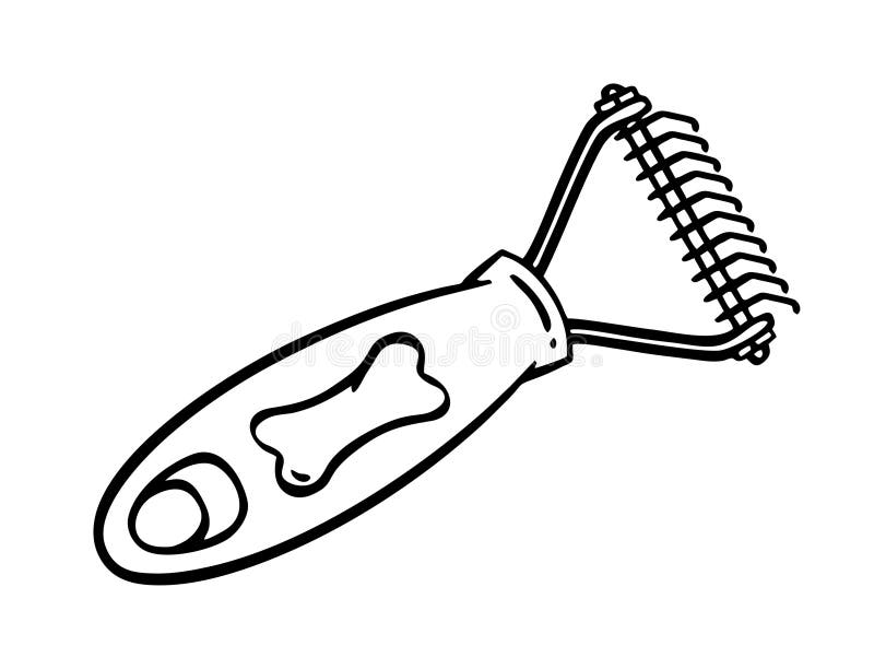 A Comb for Pets. Pet Grooming. Doodle Style Hand Drawn. Vector Illustration. Stock Illustration