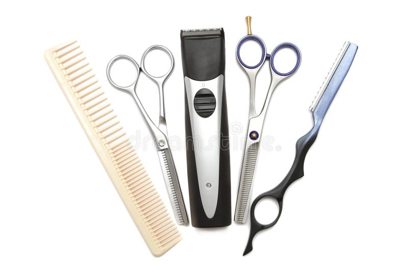 Comb, Scissor, Clippers and Hair Trimmer Stock Photo Image of