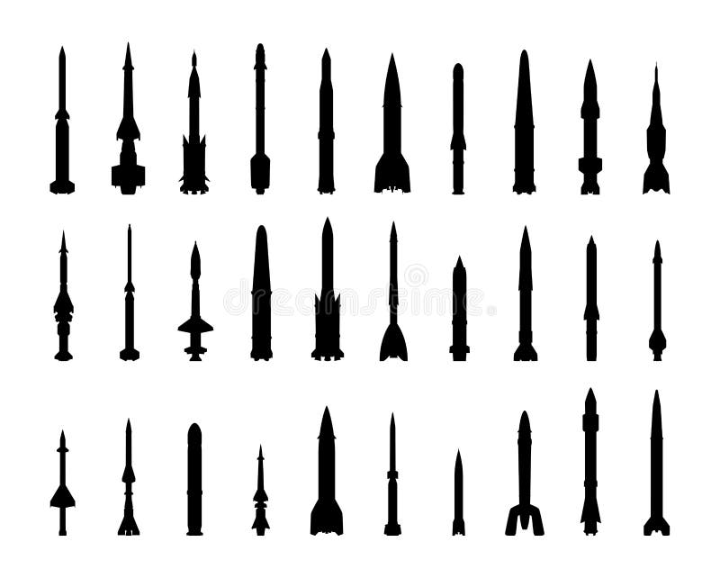 Combat rocket weapons set. Isolated on white background. Vector EPS10.