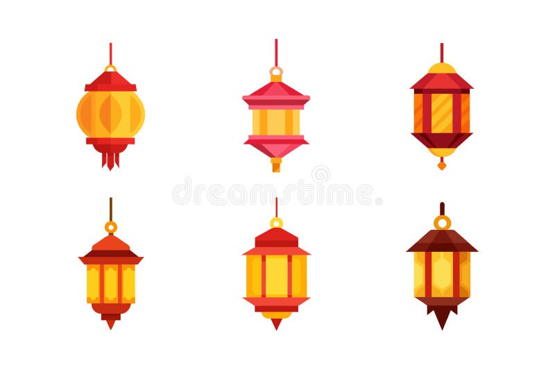 Combinaison d'illustrations vectorielles de lanterne suspendue illustration libre de droits