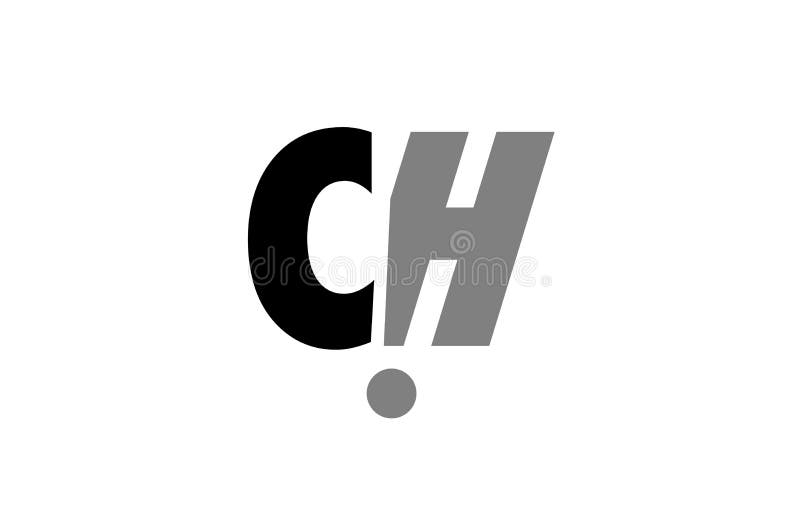 combinaison grise blanche noire d'icône de logo de lettre d'alphabet de ch c h