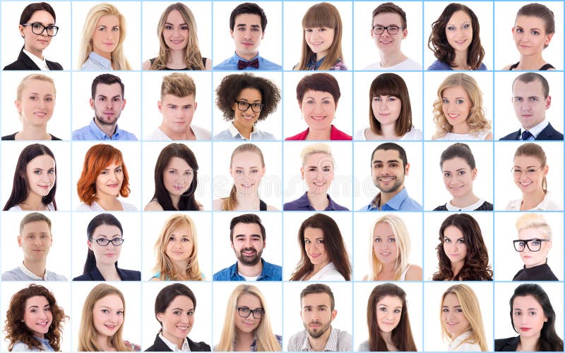 Combinarea conceptului de diversitate cu multe portrete ale oamenilor de afaceri royalty free stock photos
