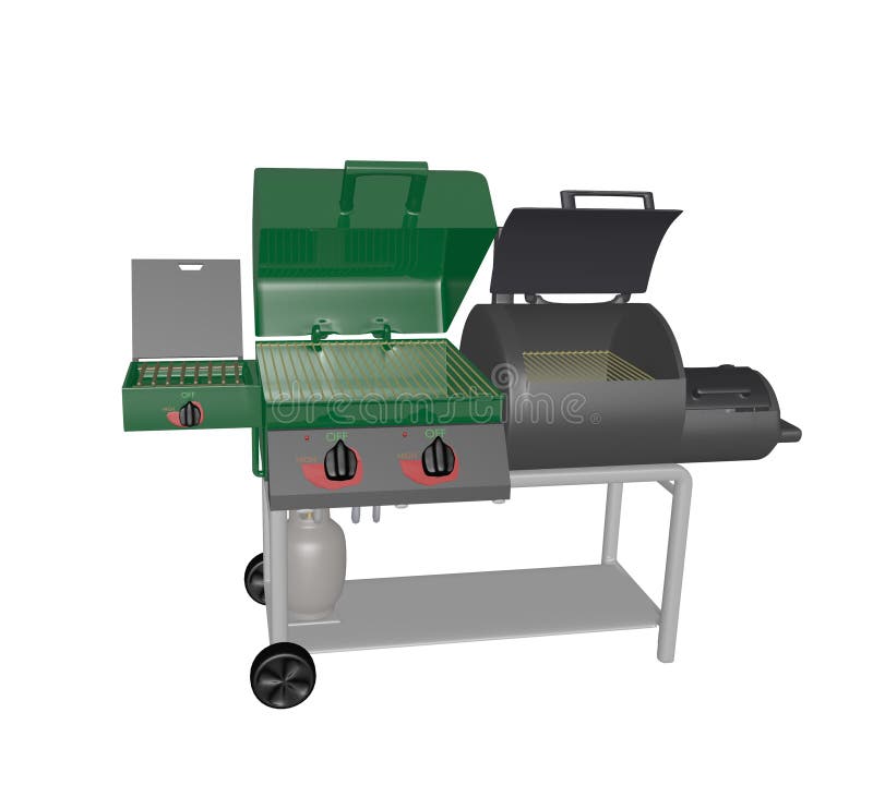 Combination Gas Grill and Smoker Stock Illustration Illustration of