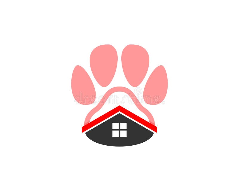 Combination House with Pet Paws Shape Logo Stock Illustration