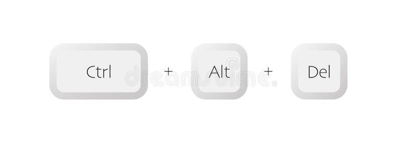 Combination of keyboard buttons Ctrl Alt Del stock illustration