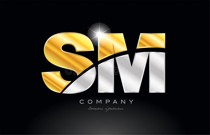 Combination Letter Sm S M Alphabet with Gold Silver Grey Metal