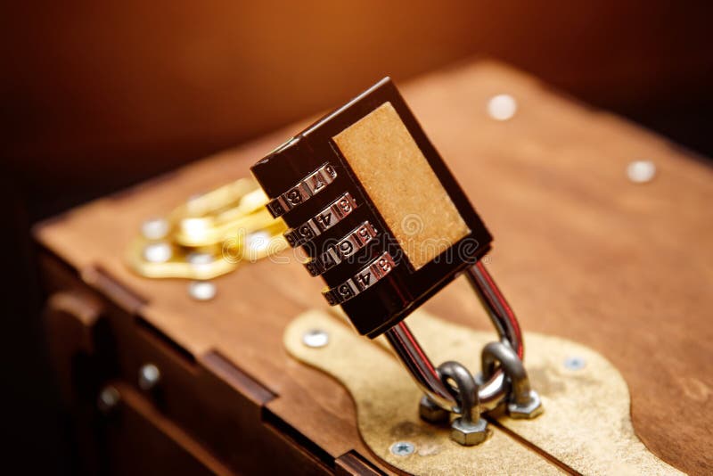 Combination Lock on the Old Chest Stock Photo Image of chest