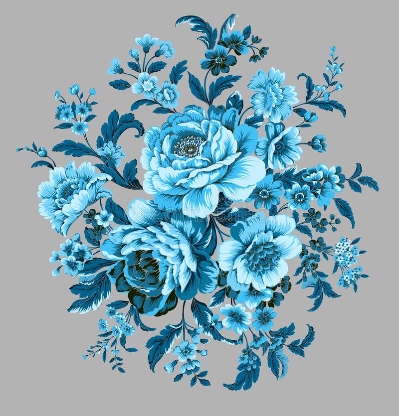 A round bouquet of blue peonies. vector illustration A round bouquet of blue peonies. vector illustration