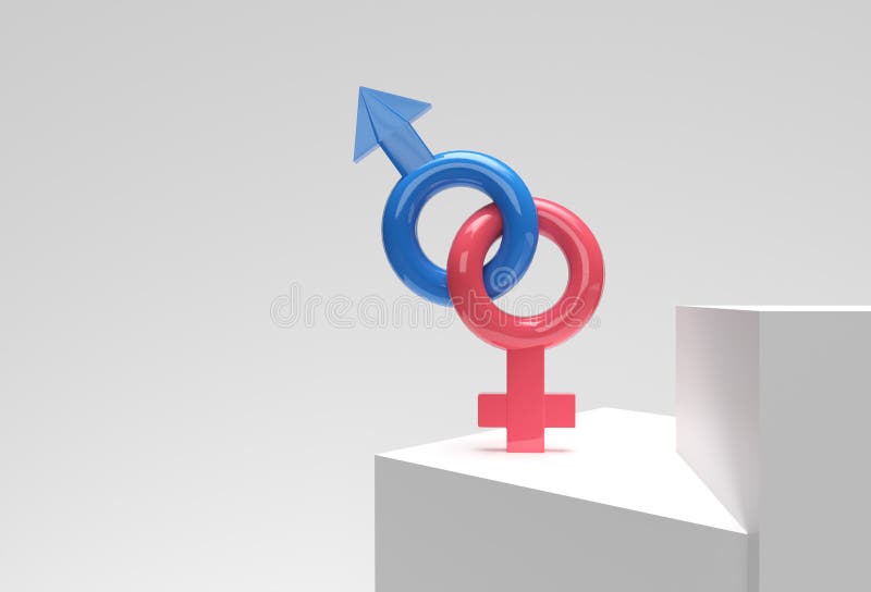 Combinação de símbolos masculinos e femininos (3d) ilustração royalty free