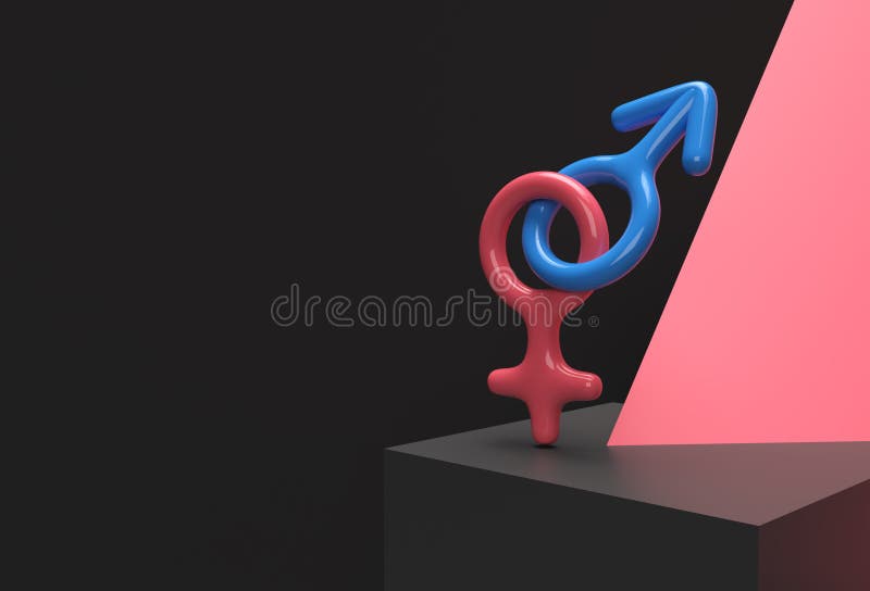 Combinação de símbolos masculinos e femininos (3d) ilustração do vetor