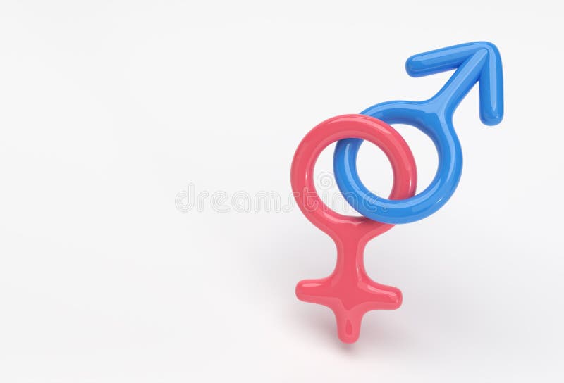 Combinação de símbolos masculinos e femininos (3d) ilustração royalty free