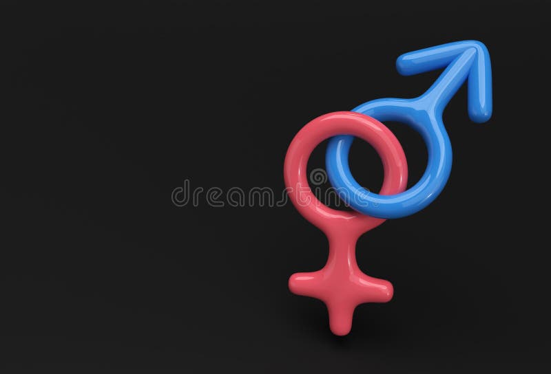 Combinação de símbolos masculinos e femininos (3d) ilustração stock