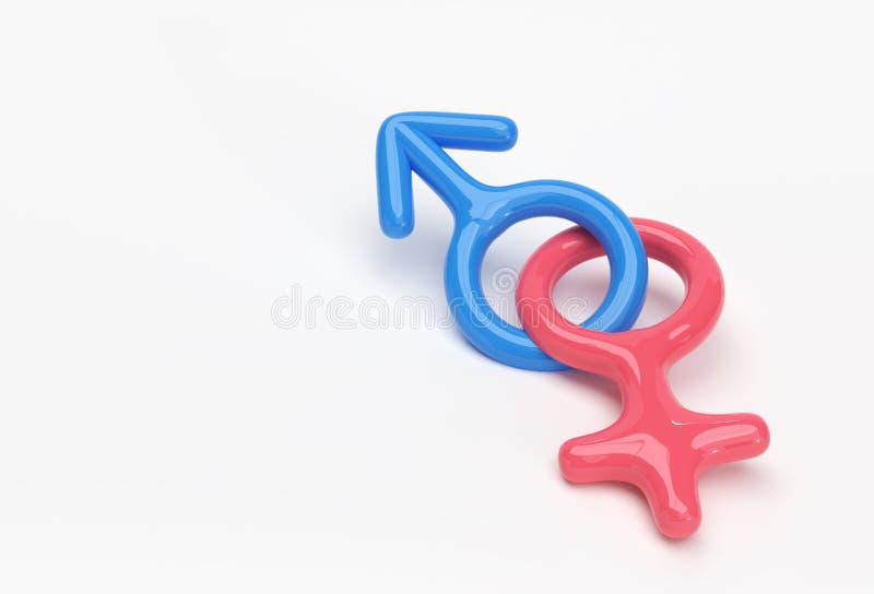 Combinação de símbolos masculinos e femininos (3d) ilustração do vetor