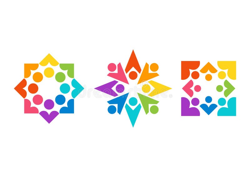 Combine el trabajo, logotipo, salud, educación, corazones, gente, cuidado, símbolo, sistema del vector de los diseños del icono d stock de ilustración Combine el trabajo, logotipo, salud, educación, corazones, gente, cuidado, símbolo, sistema del vector de los diseños del icono d stock de ilustración