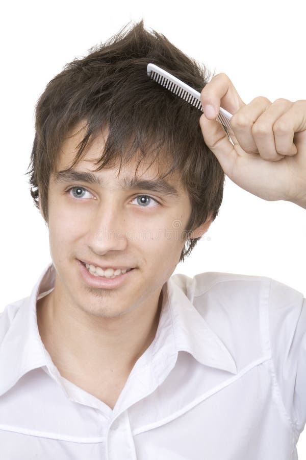 Combing his hair stock photo. Image of look, health, charm 920844