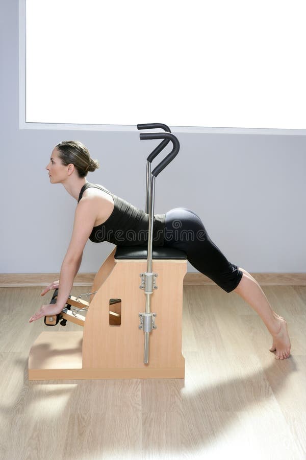 Combo Wunda Pilates Chair Woman Fitness Yoga Gym Stock Photo - Image of ...