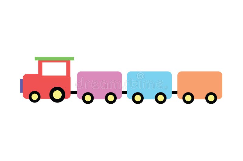 Trem De Brinquedo Para Crianças Ilustração Vetorial Plana. Trem De Brinquedo  Para Crianças No Fundo Branco. Infância, Entretenimento, Conceito De  Transporte Royalty Free SVG, Cliparts, Vetores, e Ilustrações Stock. Image  194264758