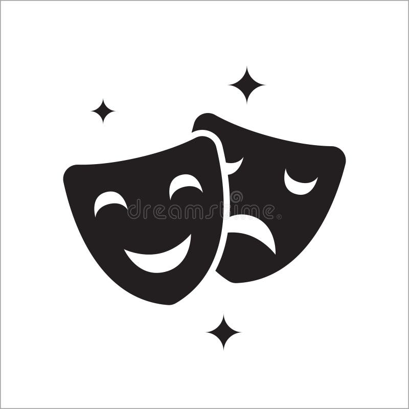 Comedy and Tragedy Theater Masks Vector Template Stock Vector