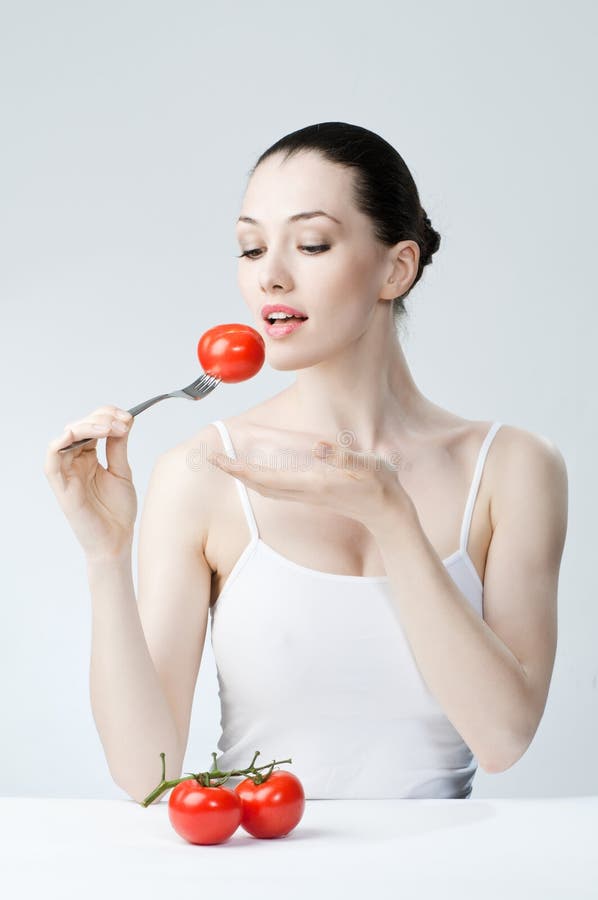 Comer alimentos saudáveis imagens de stock