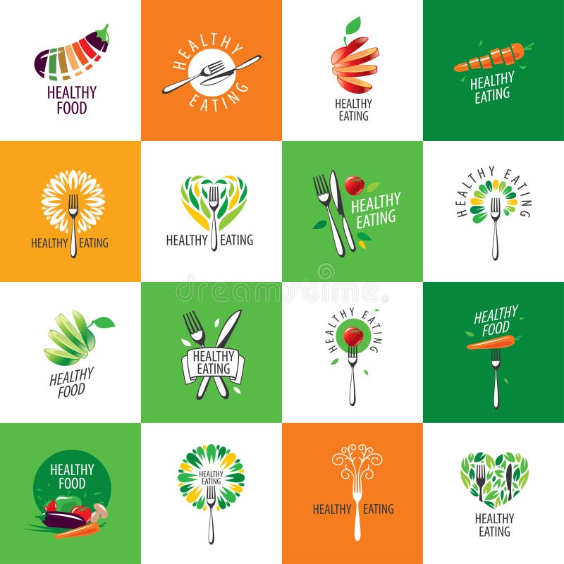 Comer saudável do logotipo do vetor ilustração stock Comer saudável do logotipo do vetor ilustração stock