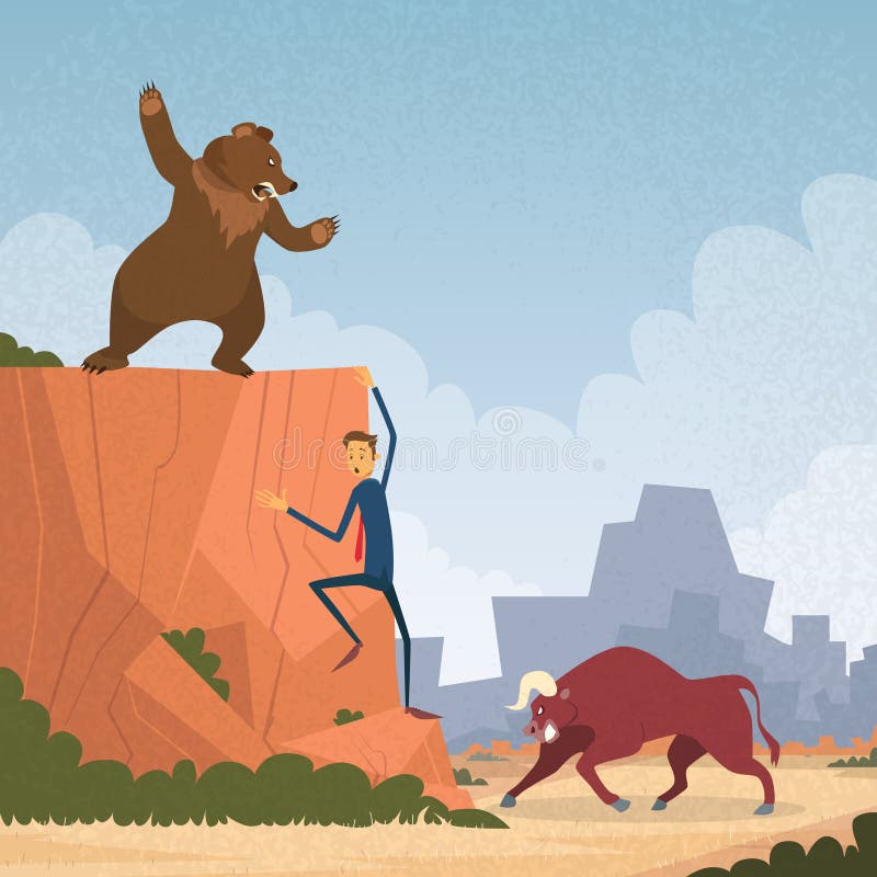Comerciante Concept Bull do mercado de valores de ação e luta do urso ilustração royalty free Comerciante Concept Bull do mercado de valores de ação e luta do urso ilustração royalty free