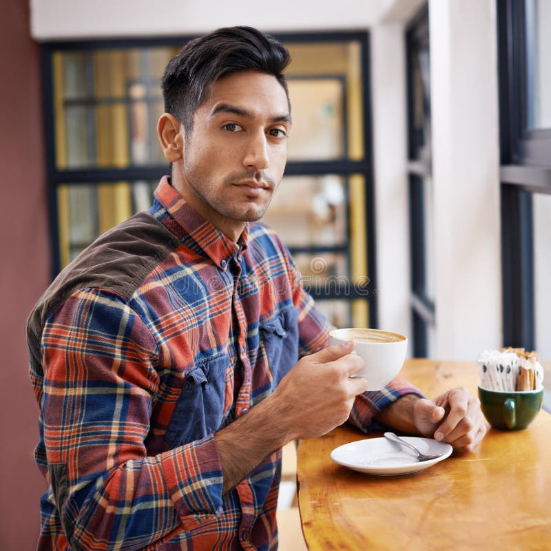 He Comes Here for Coffee and Inspiration. a Young Man at a Coffee Shop