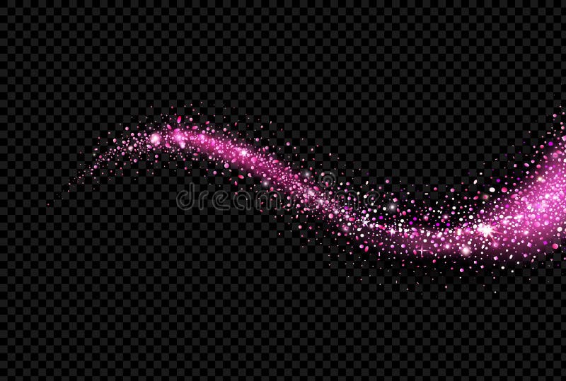 Cometa que brilla brillante con el polvo de estrella, onda púrpura que brilla intensamente en fondo negro stock de ilustración Cometa que brilla brillante con el polvo de estrella, onda púrpura que brilla intensamente en fondo negro stock de ilustración