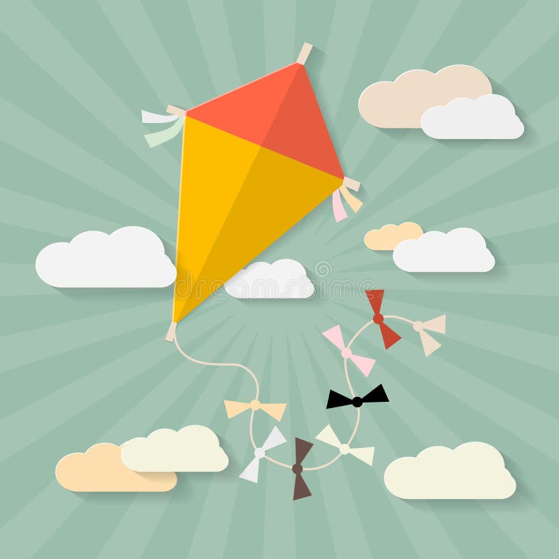 Cometa retra del papel del vector en el cielo ilustración del vector Cometa retra del papel del vector en el cielo ilustración del vector