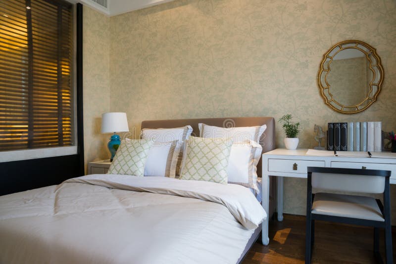 Comfortable bedroom stock photos