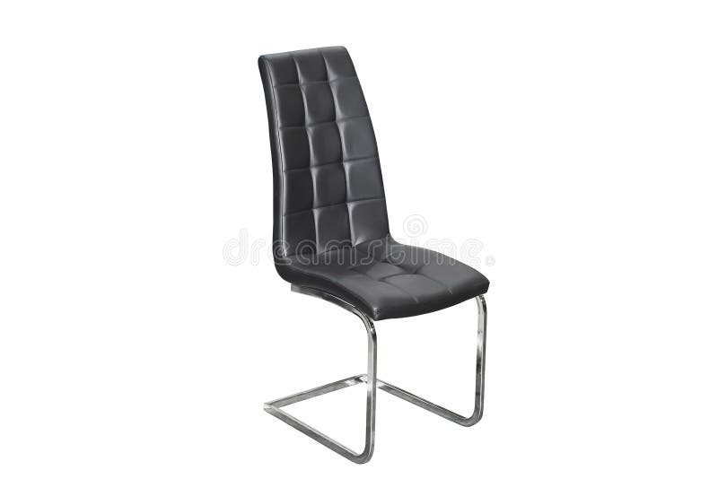 Comfortable Black Leather Armchair on White Background. Interior