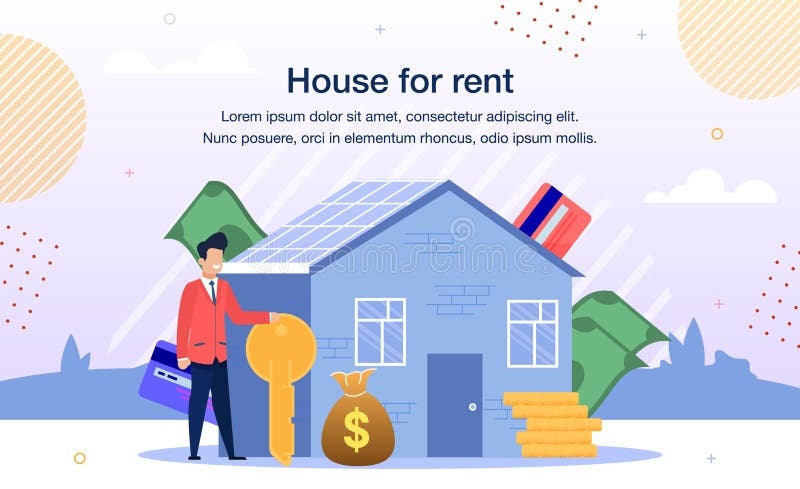 Comfortable huis voor de Vectorbanner van de Aanbieding van de Huur van de Aanbieding van de Huur royalty-vrije illustratie Comfortable huis voor de Vectorbanner van de Aanbieding van de Huur van de Aanbieding van de Huur royalty-vrije illustratie