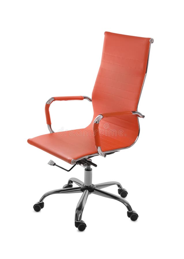 Comfortable Leather Office Chair Isolated on White Stock Photo Image