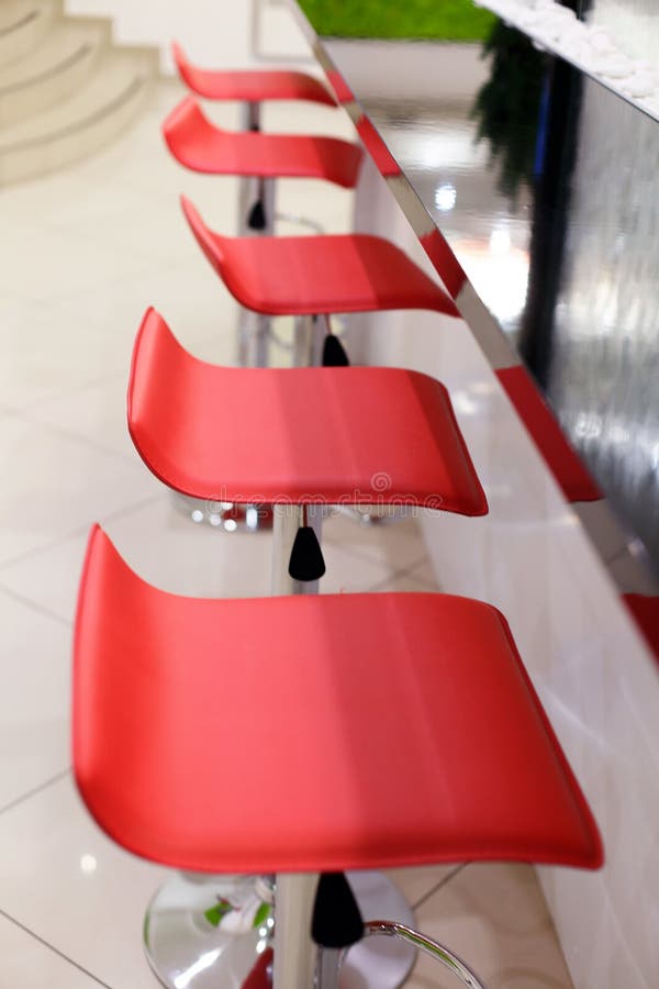 Comfortable Chairs with a Leather Seat in the Restaurant. Stock Image