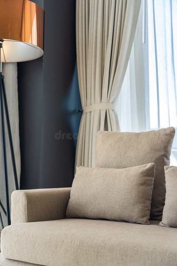 Comfortable Pillow on Sofa Chair Stock Image Image of interior, sofa