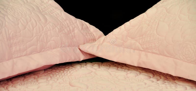 Comfortable and Stylish Looking for Luxury Pink Pillows and Bed Stock Photo Image of bedding