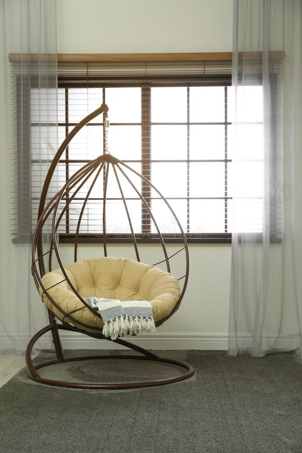 Comfortable Swing Bench between Two Trees Stock Image Image of nature