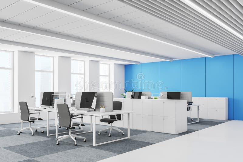 White Open Office, Wall, Corner Stock Illustration - Illustration of