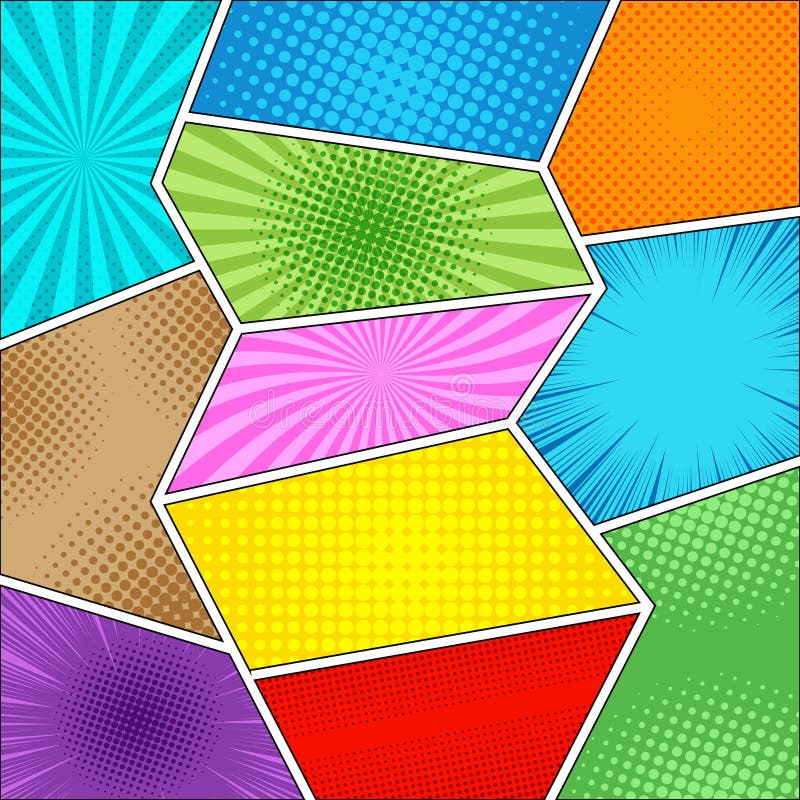  Comic  Book Colorful  Background Stock Vector Illustration 