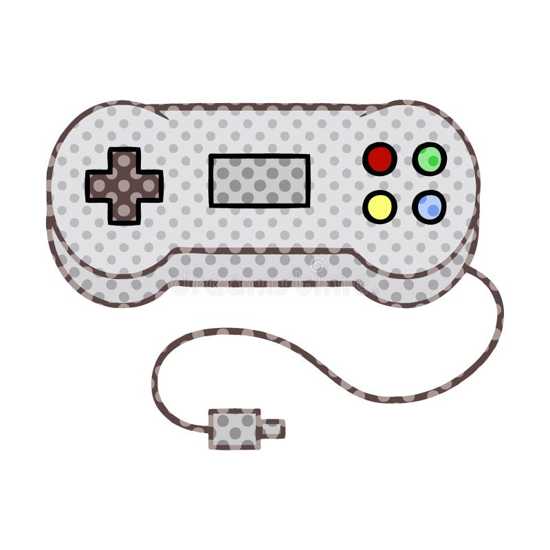 comic book style cartoon of a game controller