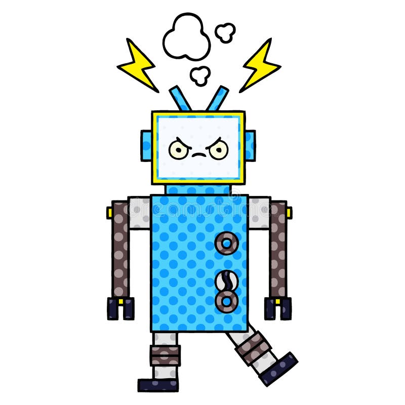 comic book style cartoon robot