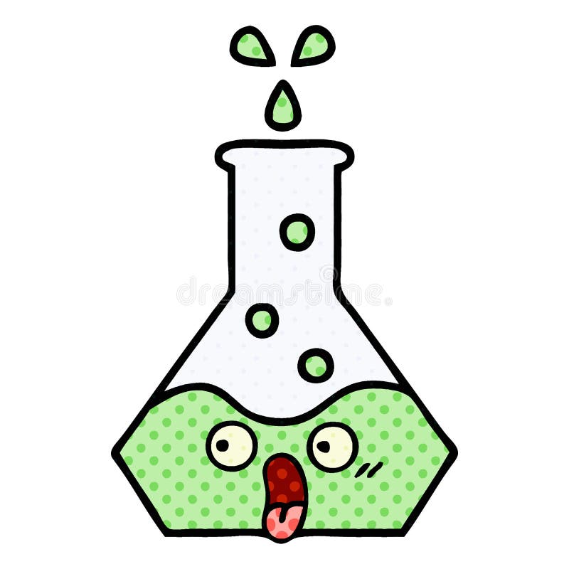 comic book style cartoon science beaker