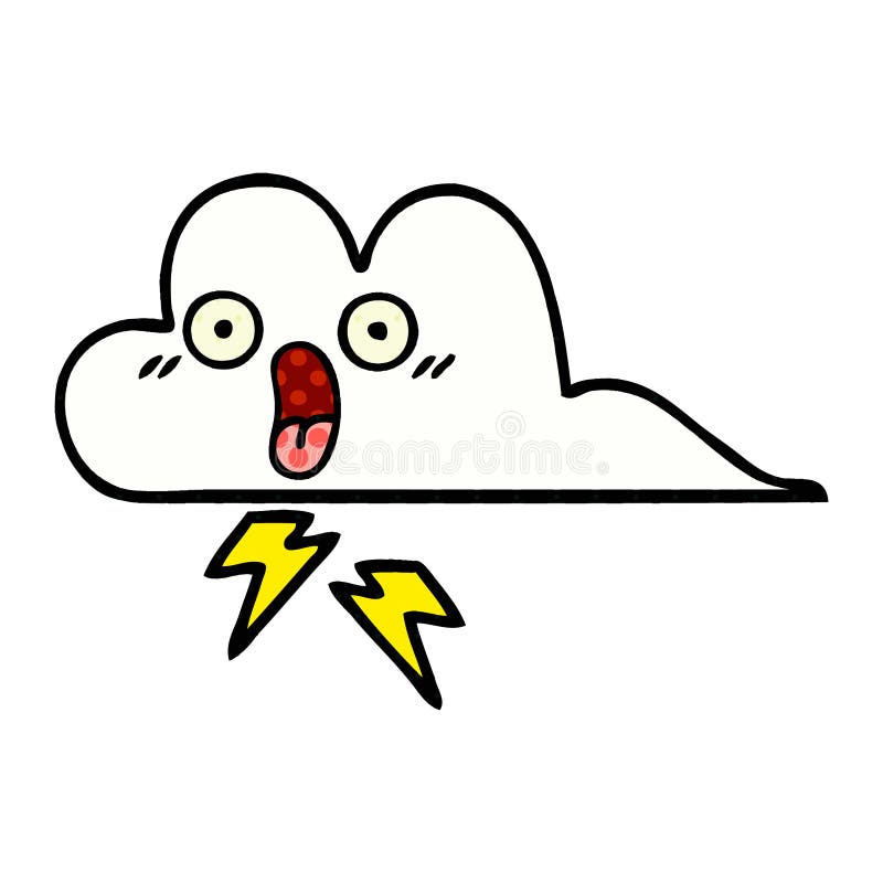 Comic Book Style Cartoon of a Thunder Cloud Stock Vector - Illustration ...