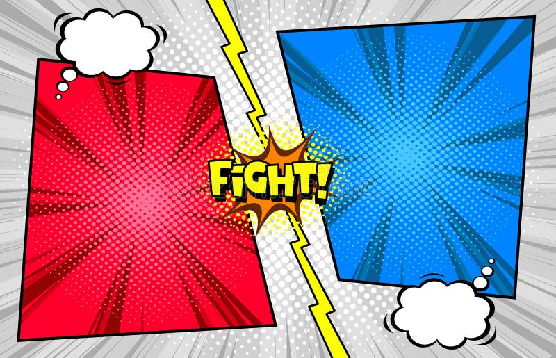 Comic Book Versus Fight Template Background Halftone Print Texture