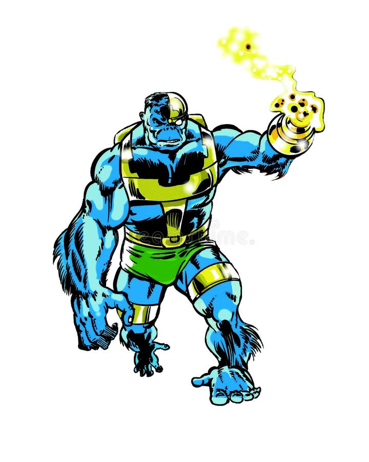 Comic-Buch-Charakter Cyborg-Affengeschöpf vektor abbildung Comic-Buch-Charakter Cyborg-Affengeschöpf vektor abbildung
