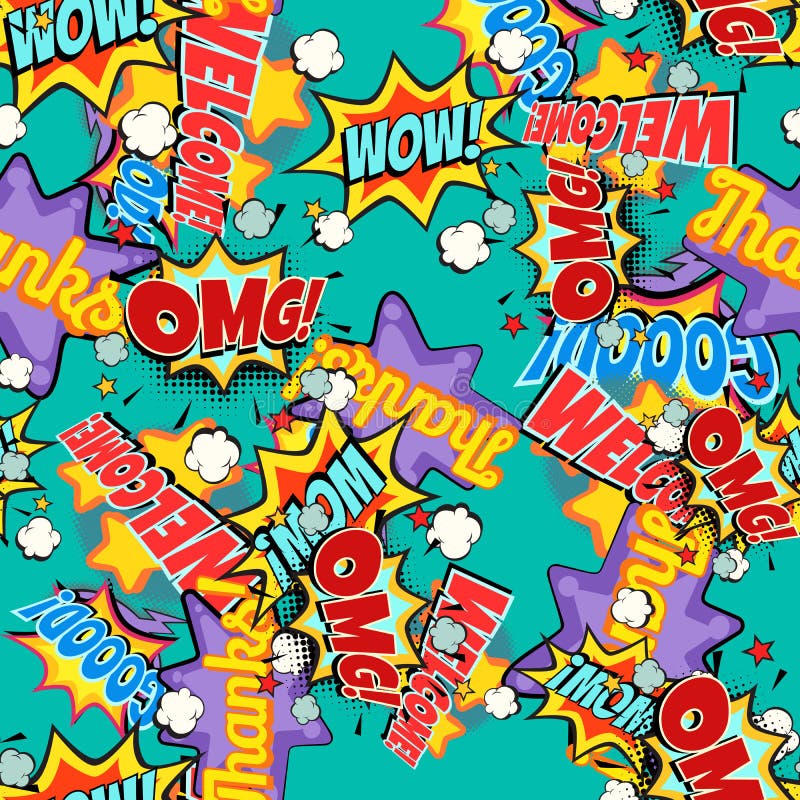 Comic-Buch fasst Pop-Arten-Hintergrund ab Nahtloses Muster stock abbildung Comic-Buch fasst Pop-Arten-Hintergrund ab Nahtloses Muster stock abbildung