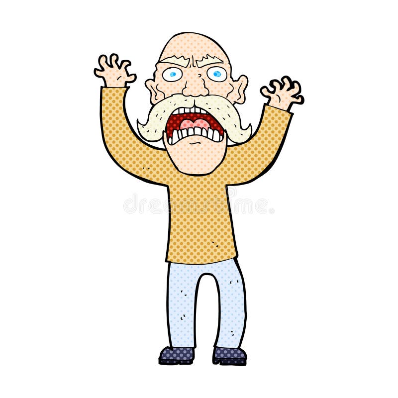 comic cartoon angry old man