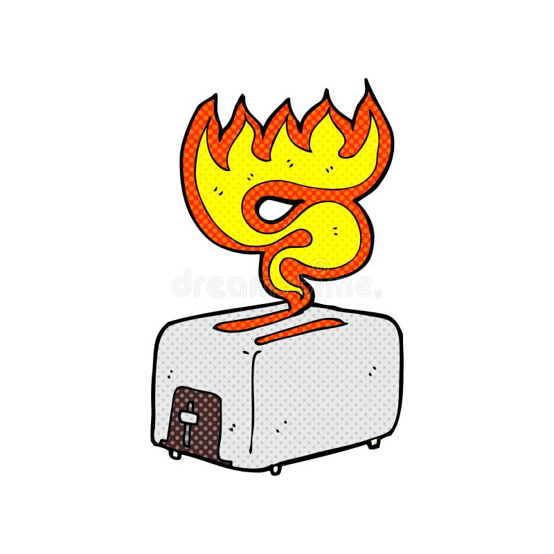 Comic Cartoon Burning Toaster Stock Illustration Illustration of hand