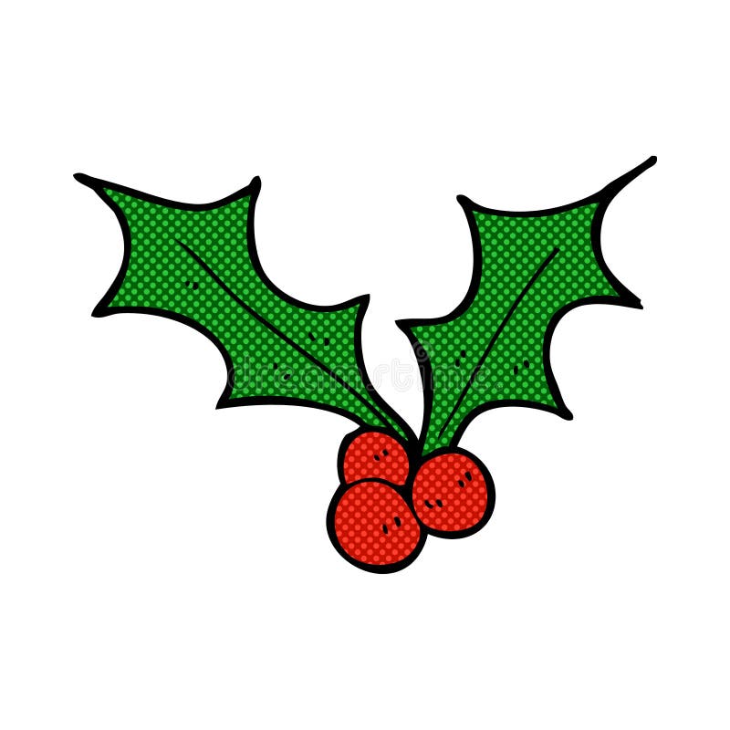 comic cartoon christmas holly