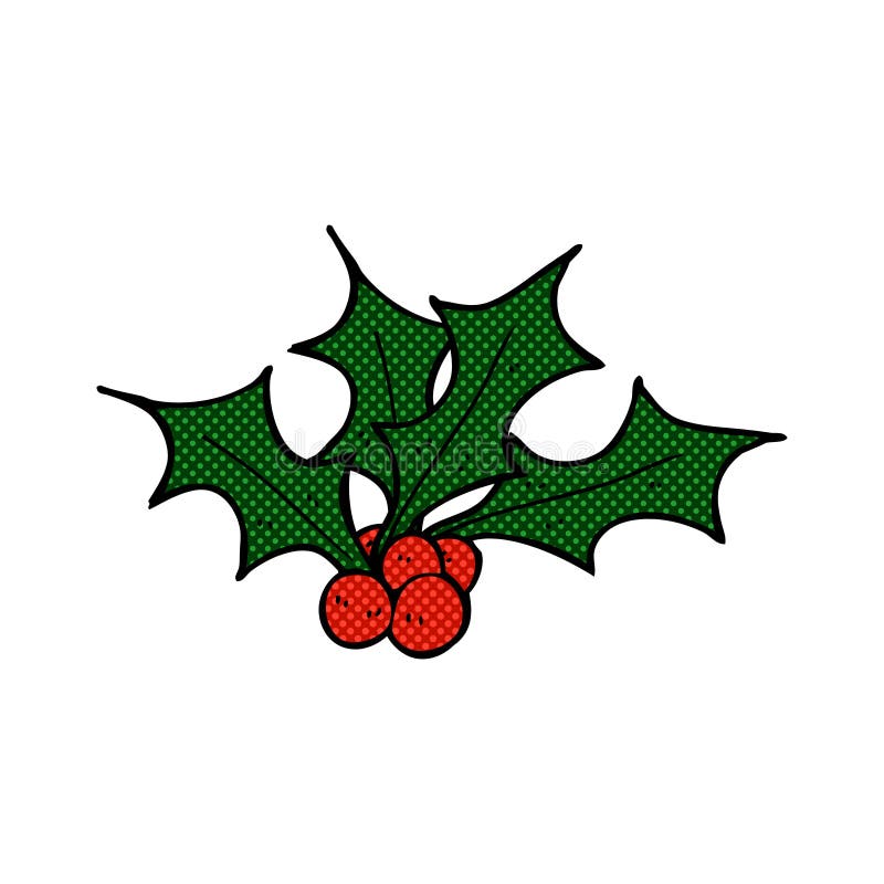 comic cartoon christmas holly