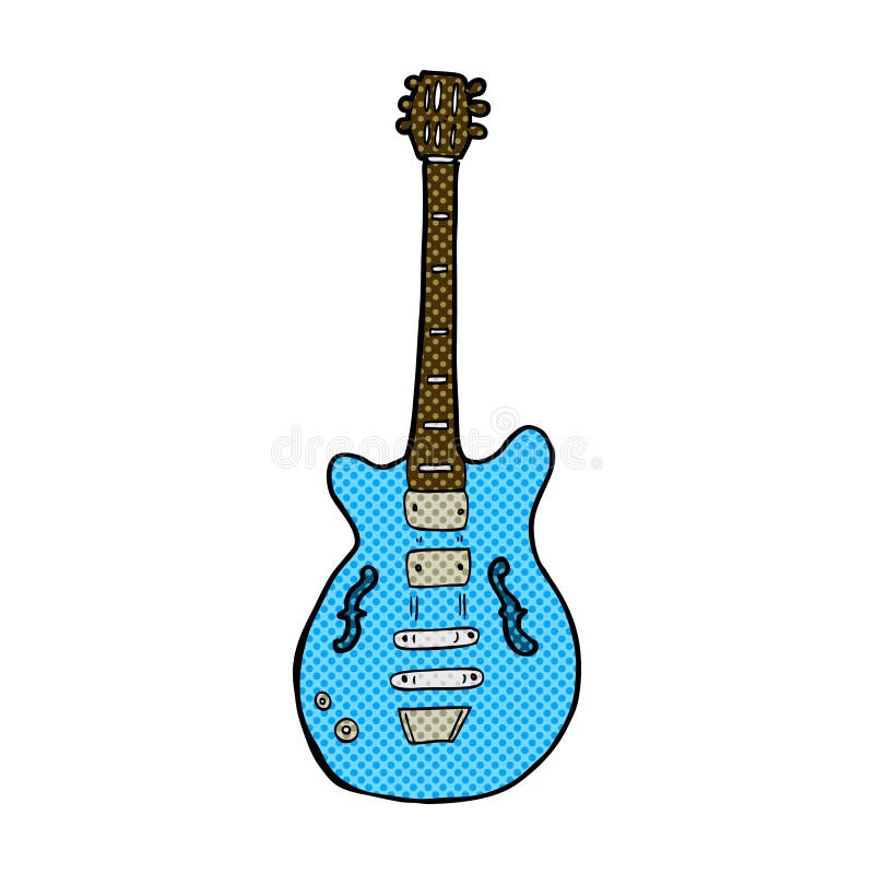 Comic Cartoon Electric Guitar Stock Illustration - Illustration of